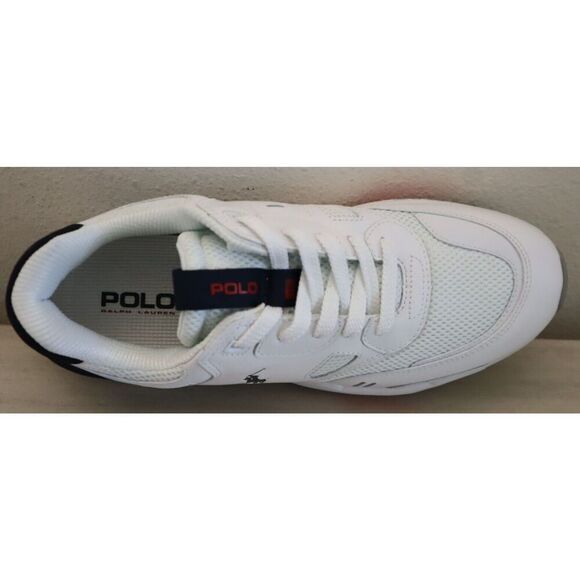 Polo Ralph Lauren Men's Sz 9 White/Navy/Red Jogger Leather & Mesh Sneakers - Picture 6 of 10